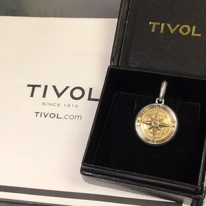 David Yurman sterling silver yellow gold and diamond Compass Pendant